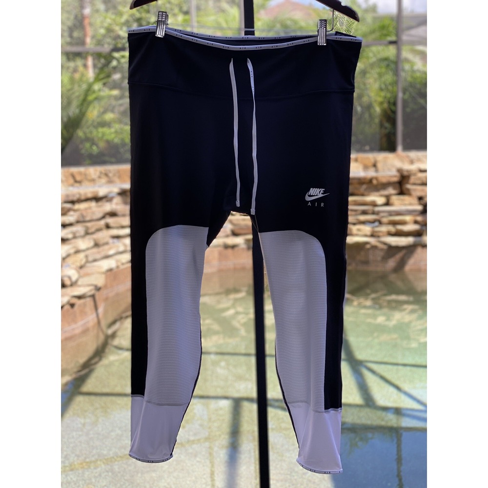 Nike Air Dri-FIT Running Tights Black/White Women 2X DD2300-011 NWT
